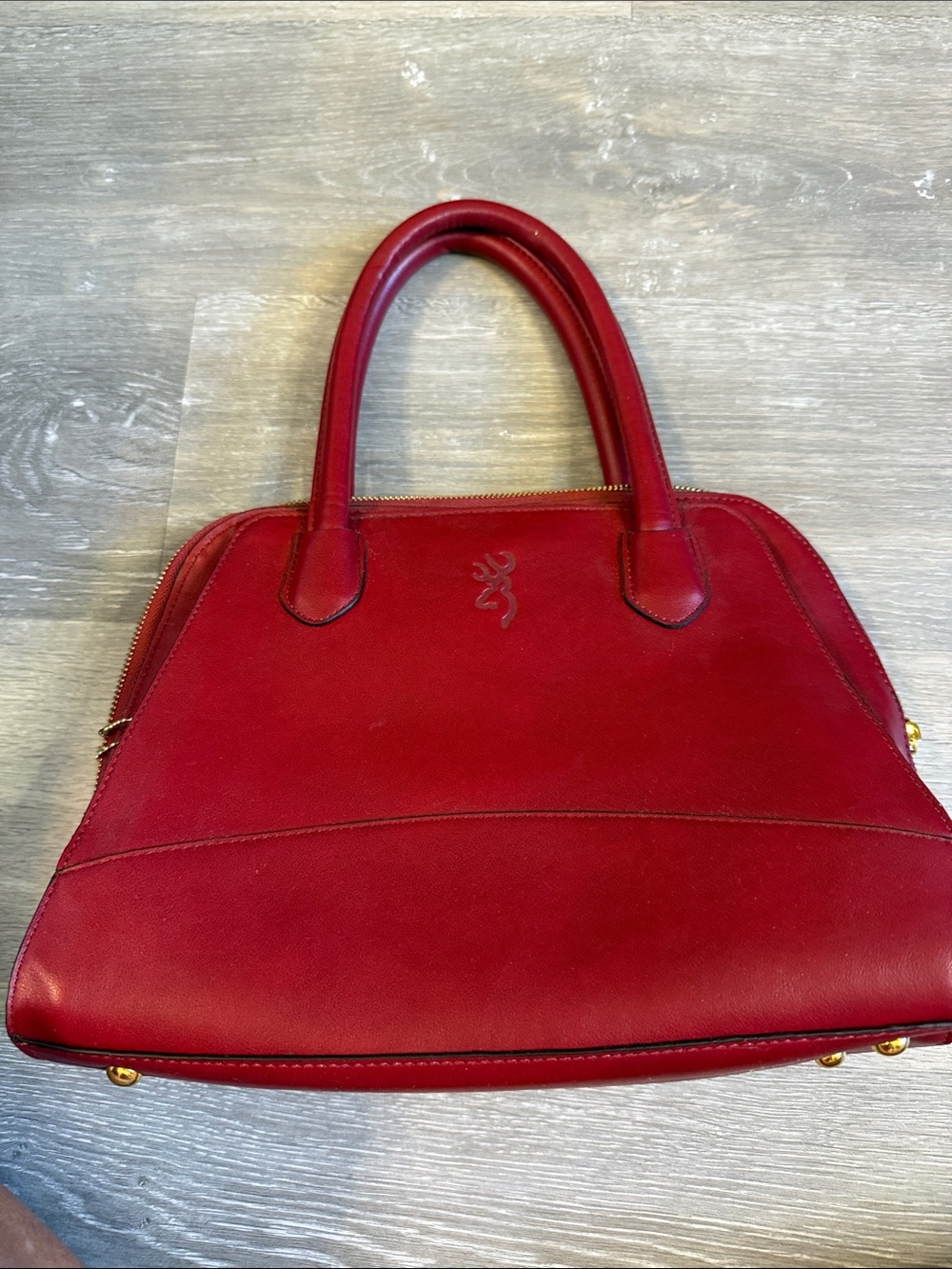 Browning Red Leather Top-Handle Satchel